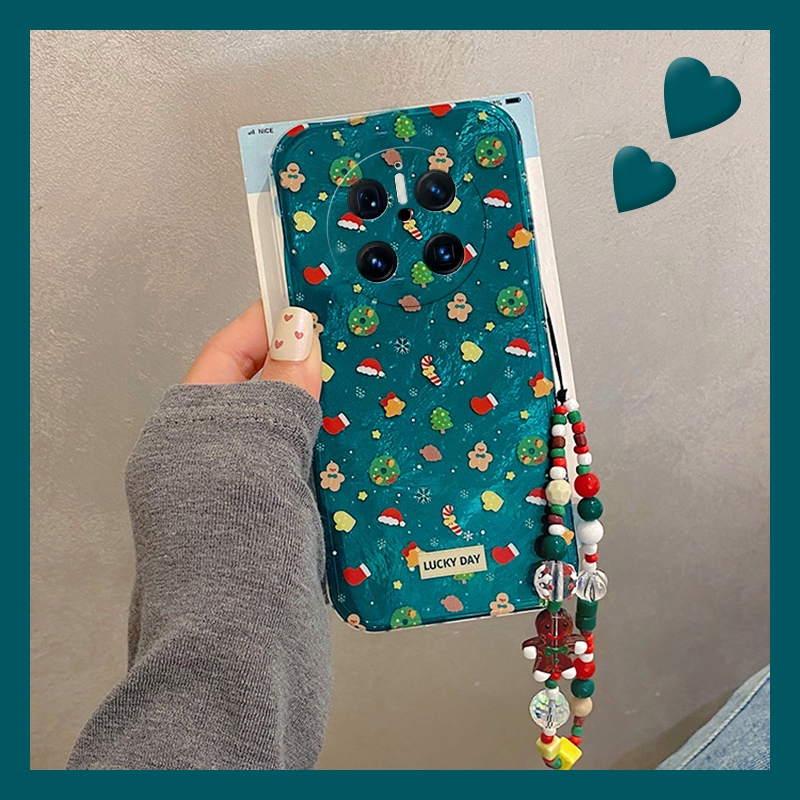 手机壳硅胶羽纱卡通趣味圣诞姜饼人公仔手链