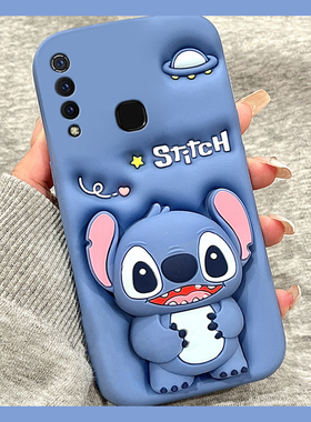 适用vivou3手机壳y5s卡通y9s立体y3史迪仔u3x支架z5带挂件y7s挂绳z6可爱z5x呆萌z3i蓝色nex3s硅胶vivo软壳女