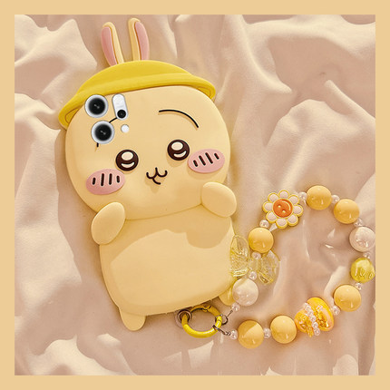 适用opporeno14手机壳reno13pro+卡通reon12立体11乌萨奇10带9手链8挂链7se可爱6黄色5硅胶4十oppo软壳手机套