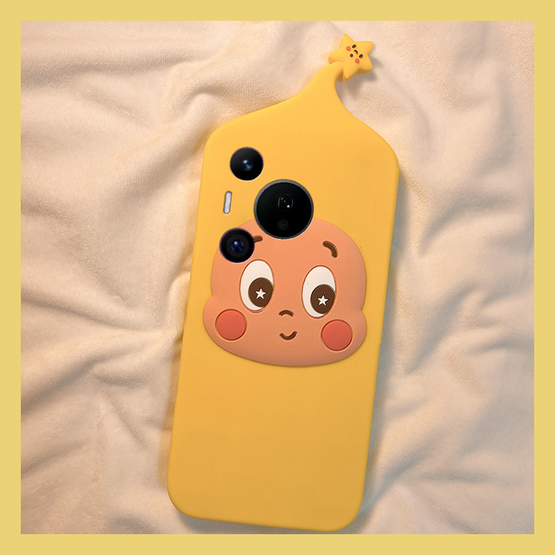呆萌腮红星星人适用华为pura80pro+手机壳pura70ultra立体p60art可爱p50e黄色p40趣味p30十p20卡通p10/huawei