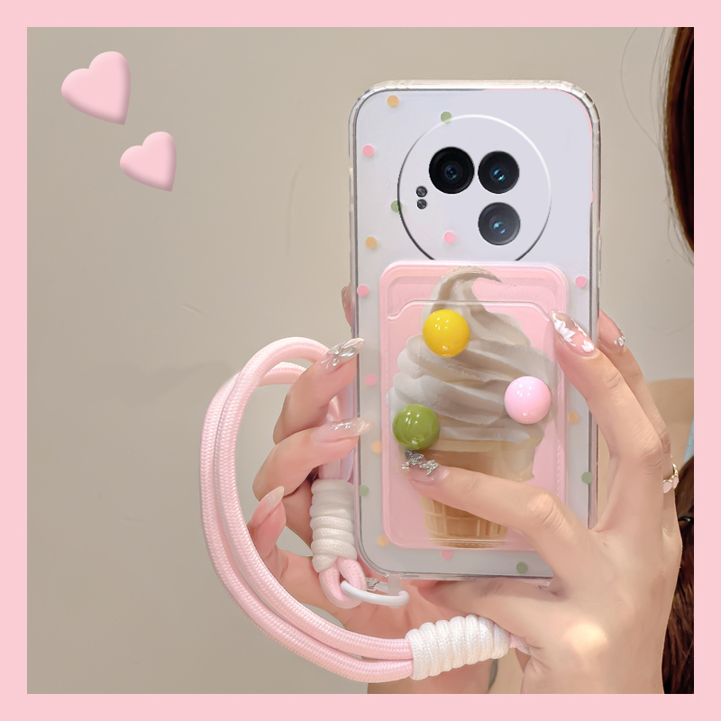 手机壳ins风夏天冰淇淋卡包立体M豆腕带挂绳