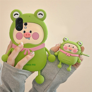 青蛙小猪适用vivos30promini手机壳s20pro卡通s19立体s15绿色s16搞怪s12趣味s10创意s18e硅胶s17软壳vivo新款