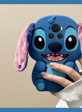 适用华为荣耀magic7手机壳magic6至臻版5pro可爱play9c蓝色4史迪仔9t立体8t毛绒7t耳朵3卡通6t趣味4t硅胶软壳