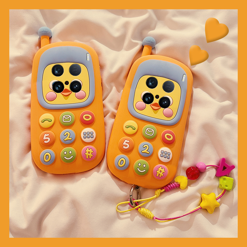 适用vivox200手机壳x200pro卡通x200s立体x100ultra小鸡x90pro+大哥大x70电话机x60带挂链x50可爱x30十vivo女