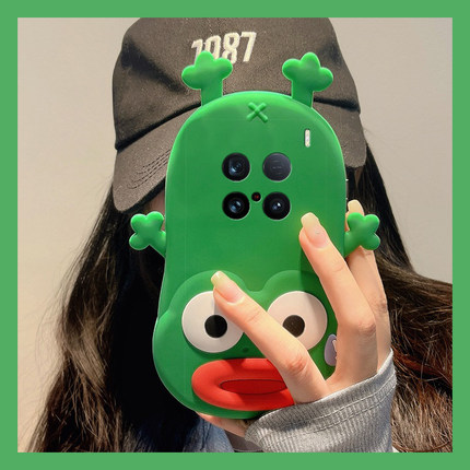 适用vivox200手机壳x200pro绿色x200s青蛙x100ultra立体x90pro+卡通x70香肠嘴x60趣味x50搞怪x30十vivo丑萌女