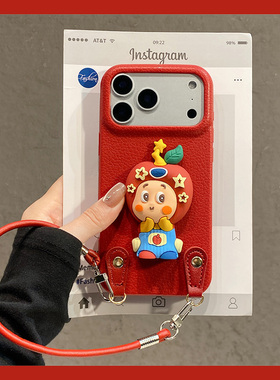 苹果星星人适用opporeno15pro手机壳reno14新年reon13卡通12立体11带10挂绳9红色8仿皮7se皮纹6十oppo女0pp0