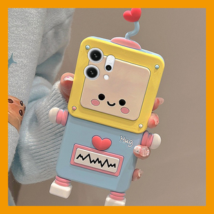 适用opporeno14手机壳reno13pro+卡通reon12立体11机器人10爱心9可爱8趣味7se超萌6创意5硅胶4十oppo软壳女生