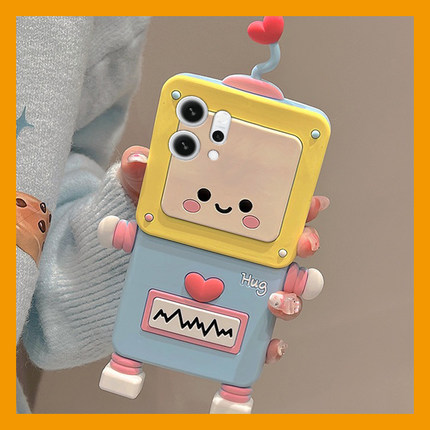 适用opporeno14手机壳reno13pro+卡通reon12立体11机器人10爱心9可爱8趣味7se超萌6创意5硅胶4十oppo软壳女生