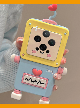 可爱立体心电图机器人适用vivox300手机壳x300pro卡通vivix呆萌por趣味vovo创意新款超火全包防摔硅胶软壳女p