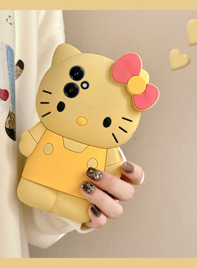 卡通黄色kt猫适用华为荣耀畅玩70plus手机壳x70i带power挂链400趣味300ultra立体100pro+凯蒂猫90gt十80se女p