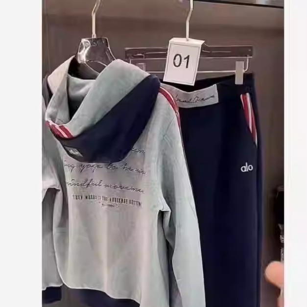 alo男款衣服男士痞帅男装新款设计师外套直筒裤套装卫衣显瘦卫裤