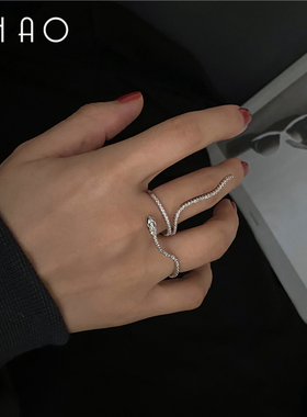 暗黑风网红蛇形开口可调节戒子