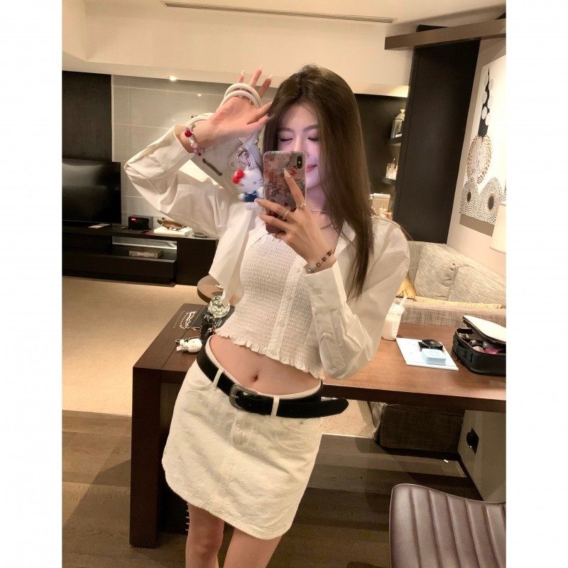 全打揽吊带+衬衫套组女