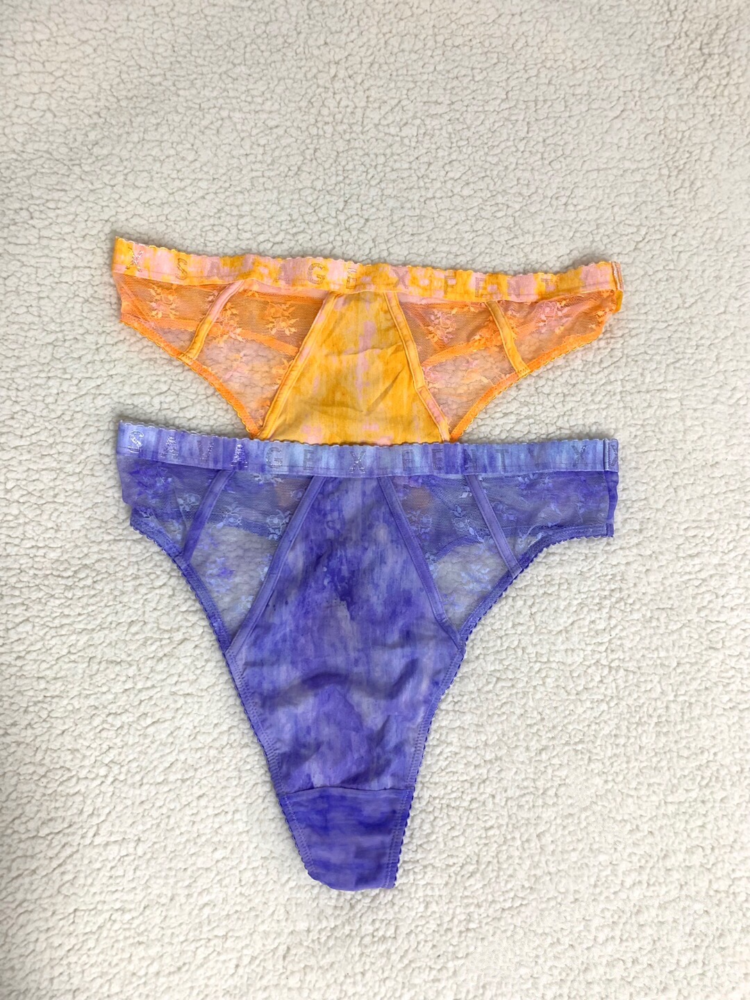 外贸大码迷幻扎染高腰网纱蕾丝性感丁字裤运动健身印花内裤女