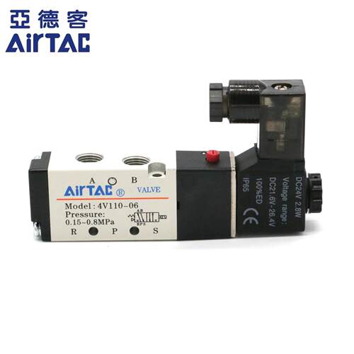 AirTAC原装亚德客 二位五通电磁阀 4V110-M5-A/B/C/E/F-I-W DC24V