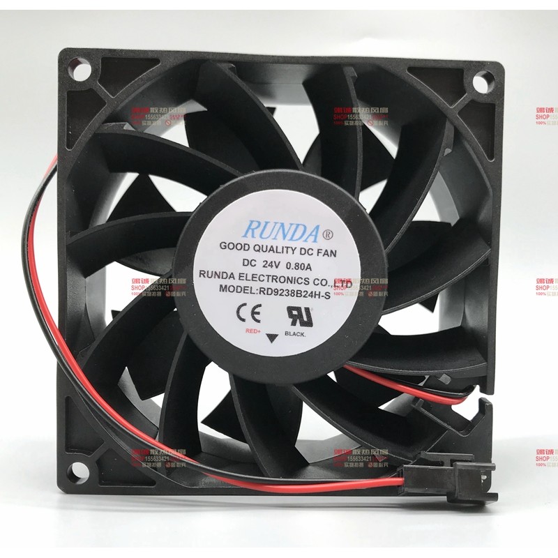 RUNDA RD9238B24H 24V 0.80A 92*92*38 变频器散热风扇 轴流风机 - 实物图