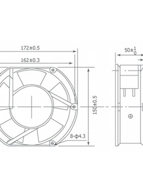 轴流风机 172*150*51MM 17521 24V 110V 220V 380V 工业散热风扇