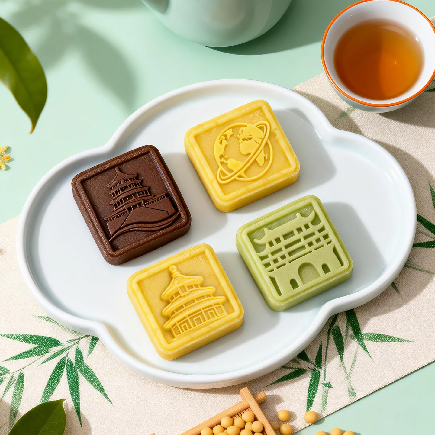 北京文创糕点定制绿豆糕口味饼纹logo定做文旅公司宣传糕点伴手礼