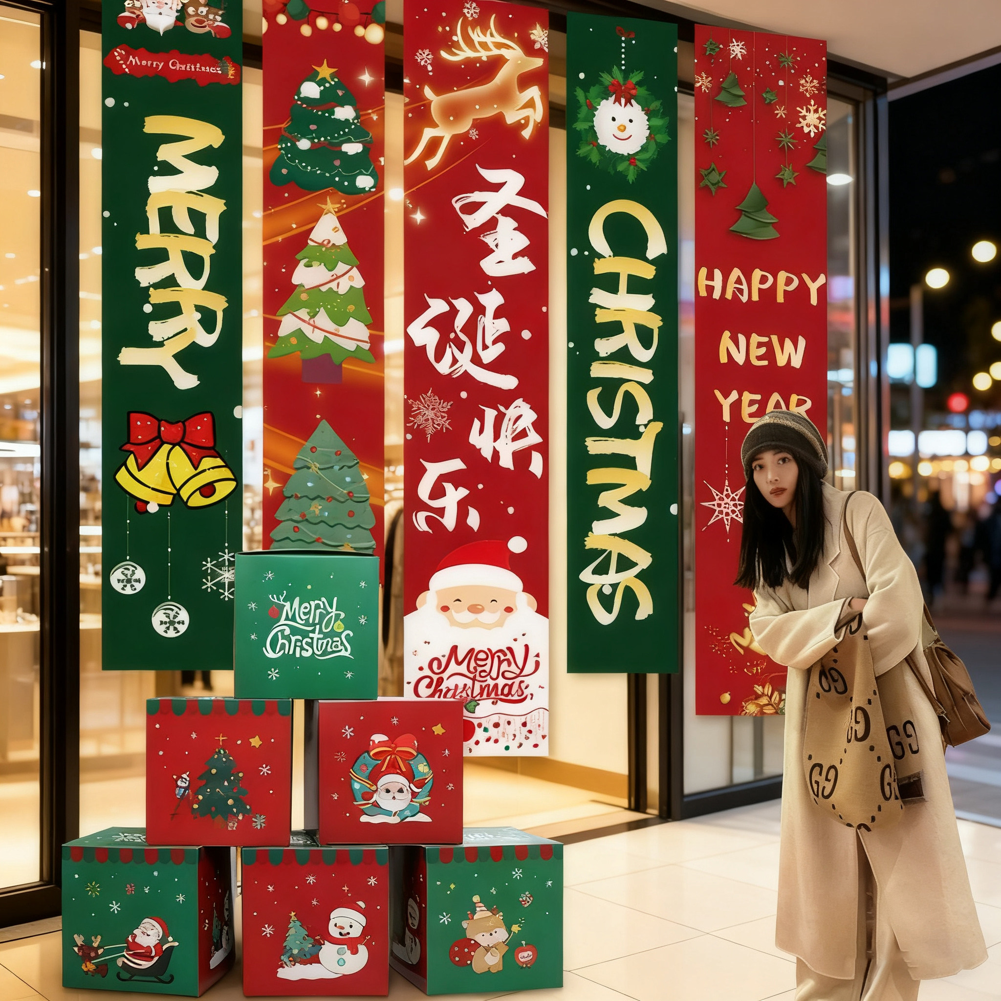 圣诞节装饰品挂布拉旗条幅活动场景氛围感布置树挂件挂饰吊饰道具