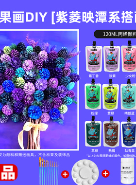 120ML丙烯颜料松果涂色颜料初学者手工DIY创意丙烯颜料松果画绘画涂鸦创意手工画材料包几，肌理画手绘鞋衣服
