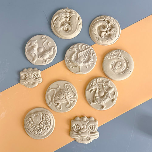 国风神兽石膏模具陶艺篆刻DIY