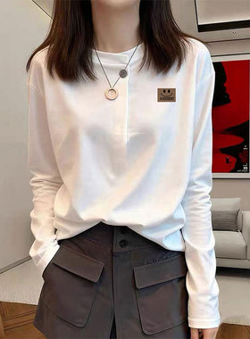 白色高级感长袖棉质打底衫女春季新款内搭可外穿宽松显瘦体0203r1