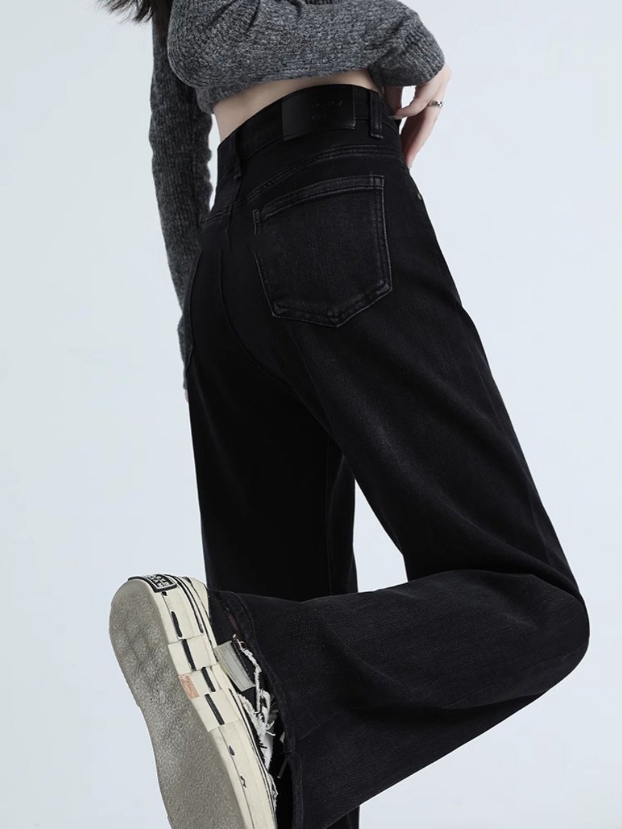 黑色女士牛仔裤2025春秋季新款小阔腿裤修身窄直裤高腰烟裤,女装/女士精品,牛仔裤,淘宝优惠券,粉丝福利购,淘宝优惠卷