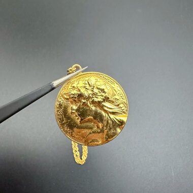 中古vintage复古宫廷风人像项链女轻奢小众设计感锁骨链