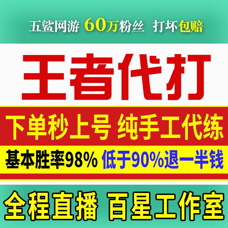【国服代打丨60万粉丝丨百星工作室】王者荣耀代打王者代打补款