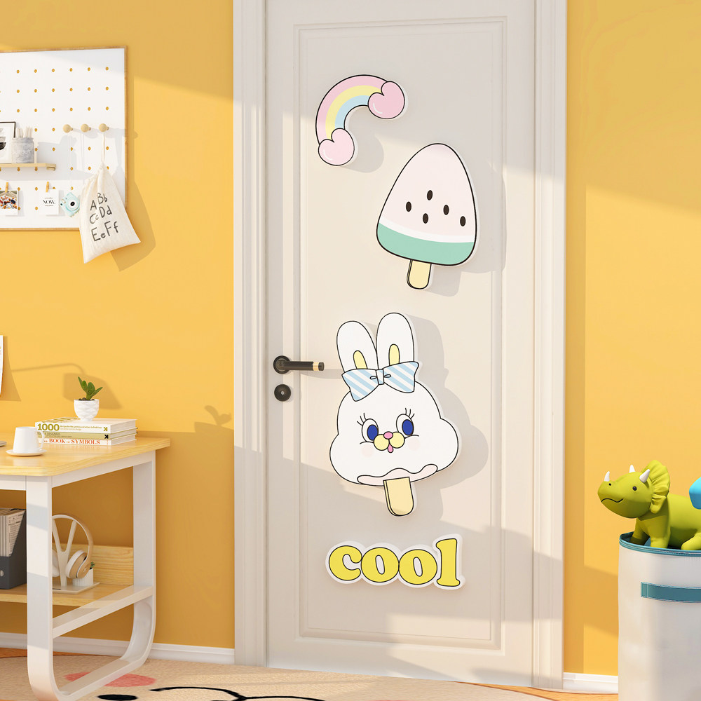 儿童门贴装饰卡通可爱兔子衣柜门卧室门立体贴画房间布置背景墙,家居饰品,软装墙贴,淘宝优惠券,粉丝福利购,淘宝优惠卷