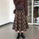 托腹显瘦A字裙子中长款 复古孕妇毛呢格子半身裙秋装 2025新款 伞裙