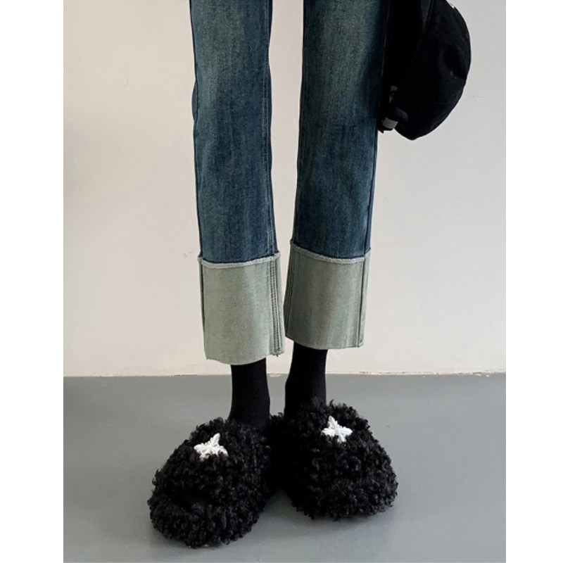 撞色拼接裤脚孕妇烟管牛仔裤子夏季薄款外穿高弹力蓝色直筒九分裤