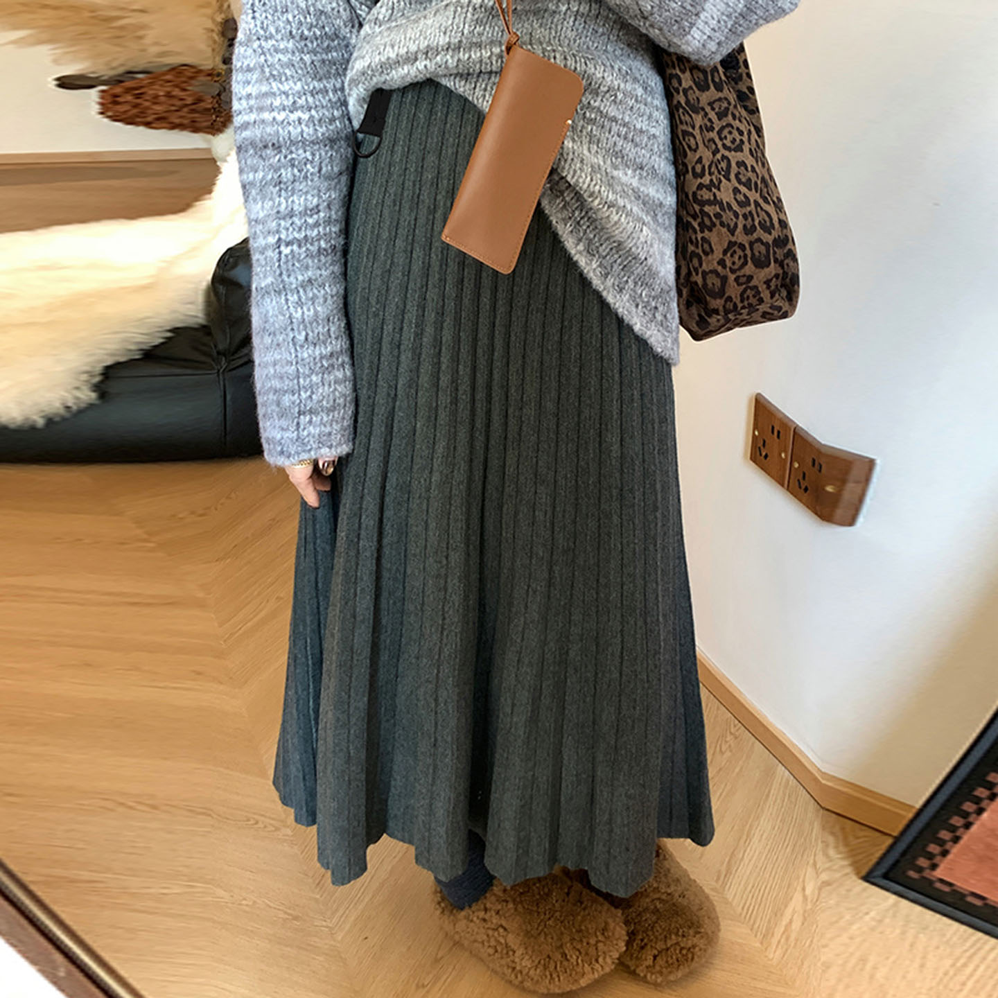 布衣妈咪孕妇针织百褶半身裙
