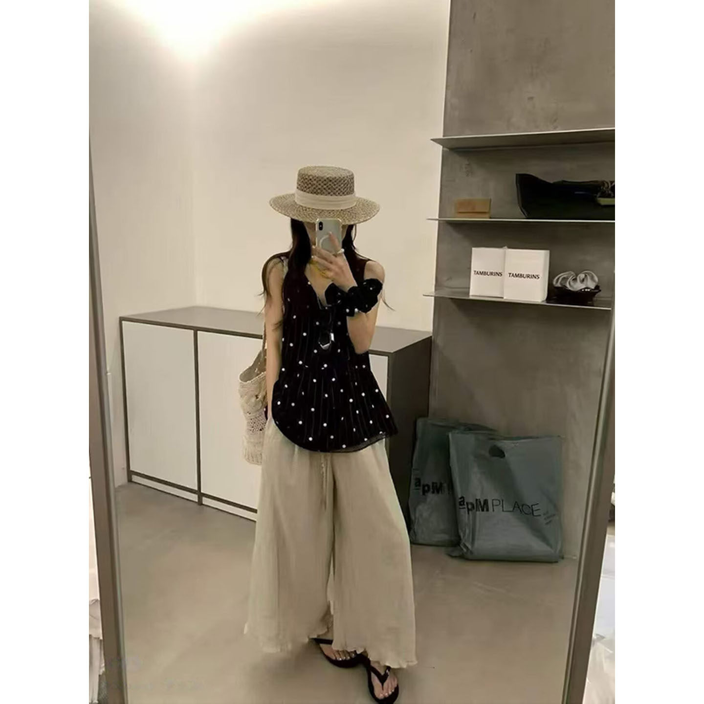 布衣妈咪孕妇波点上衣花边阔腿裤