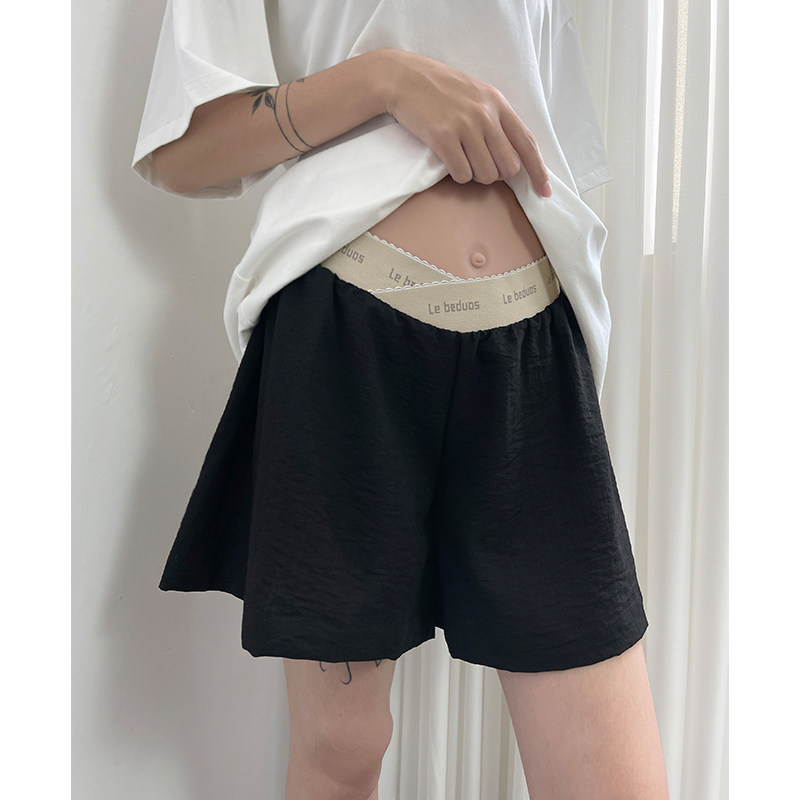 孕妇棉麻短裤女夏季薄款外穿黑白色低腰宽松休闲阔腿打底裤子春秋