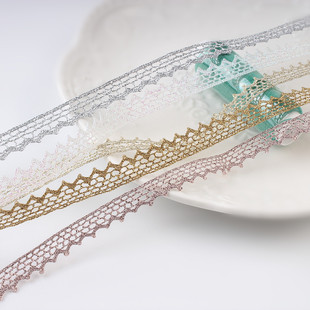 辅料DIY 1cm宽 服装 镂空金银白蕾丝 民族服饰配件 金线花边