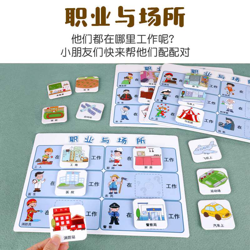 职业与工具逻辑思维益智配对卡片幼儿园小中班区域材料自制教玩具