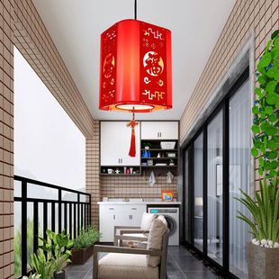 现代简约阳台灯笼火锅饭店餐厅吧台创意灯具走廊过道红灯笼中国风