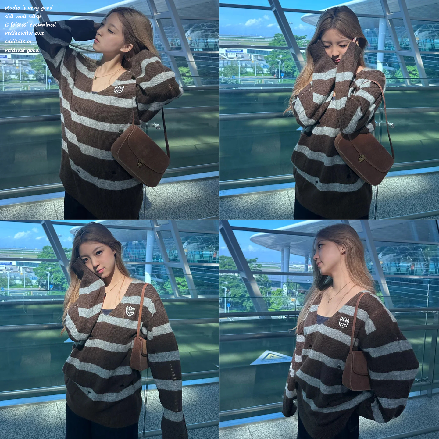 【GAFE~】氛围感撞色条纹V领毛衣