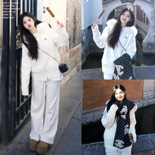 【insliisa~】奶油风毛领连帽毛衣软糯温柔感加厚针织秋冬外套女