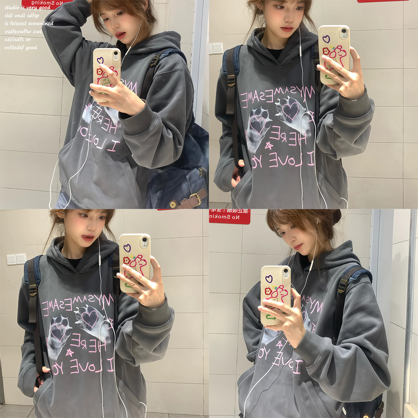 【MYSAMESAME】字母印花连帽卫衣