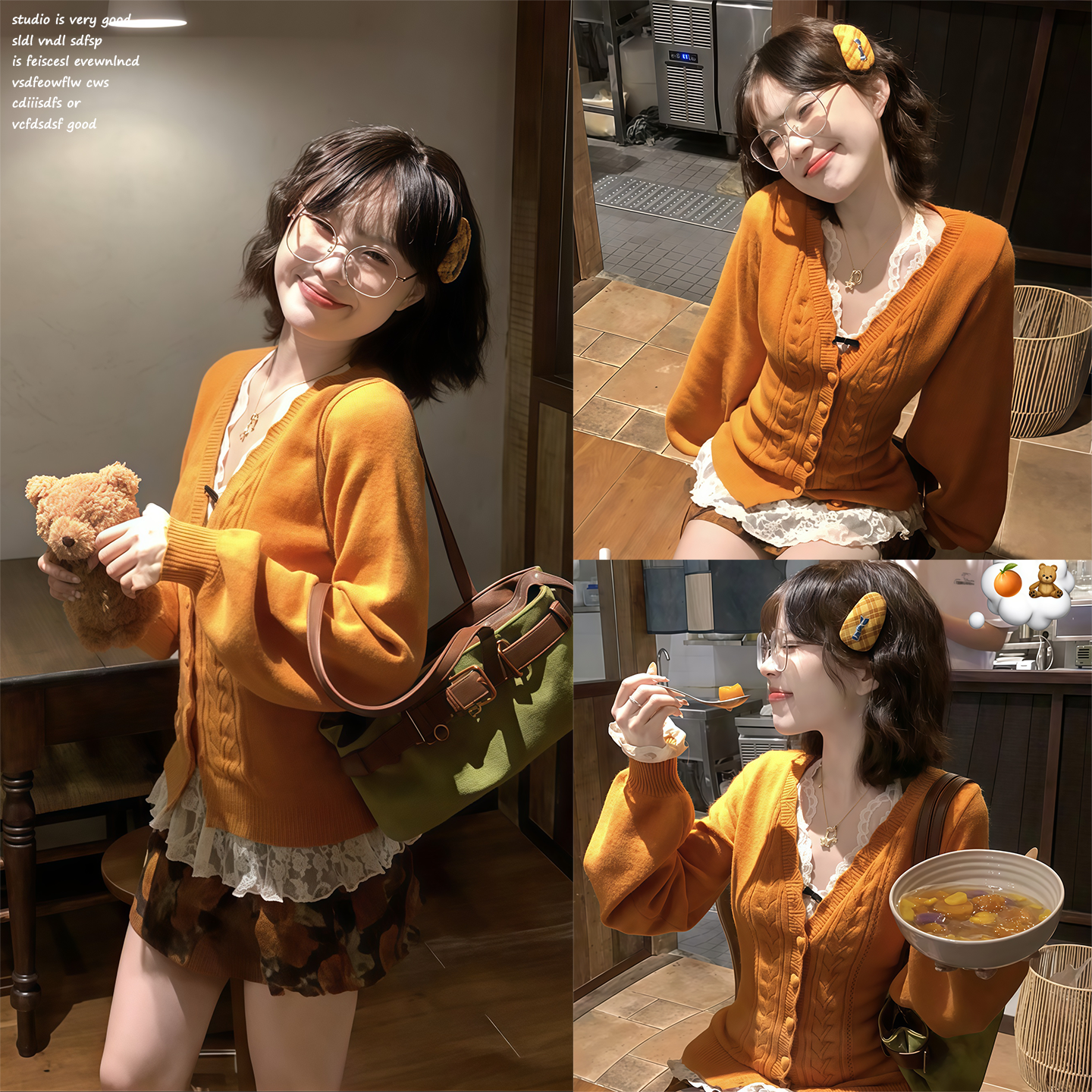 【ffcheer~】韩系长袖橘色针织衫