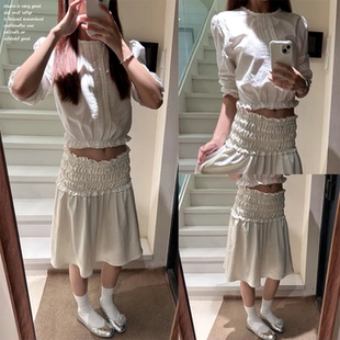 金色褶皱花边两穿抹胸裙上衣高腰百搭小众半身裙 Metro Ni8ht