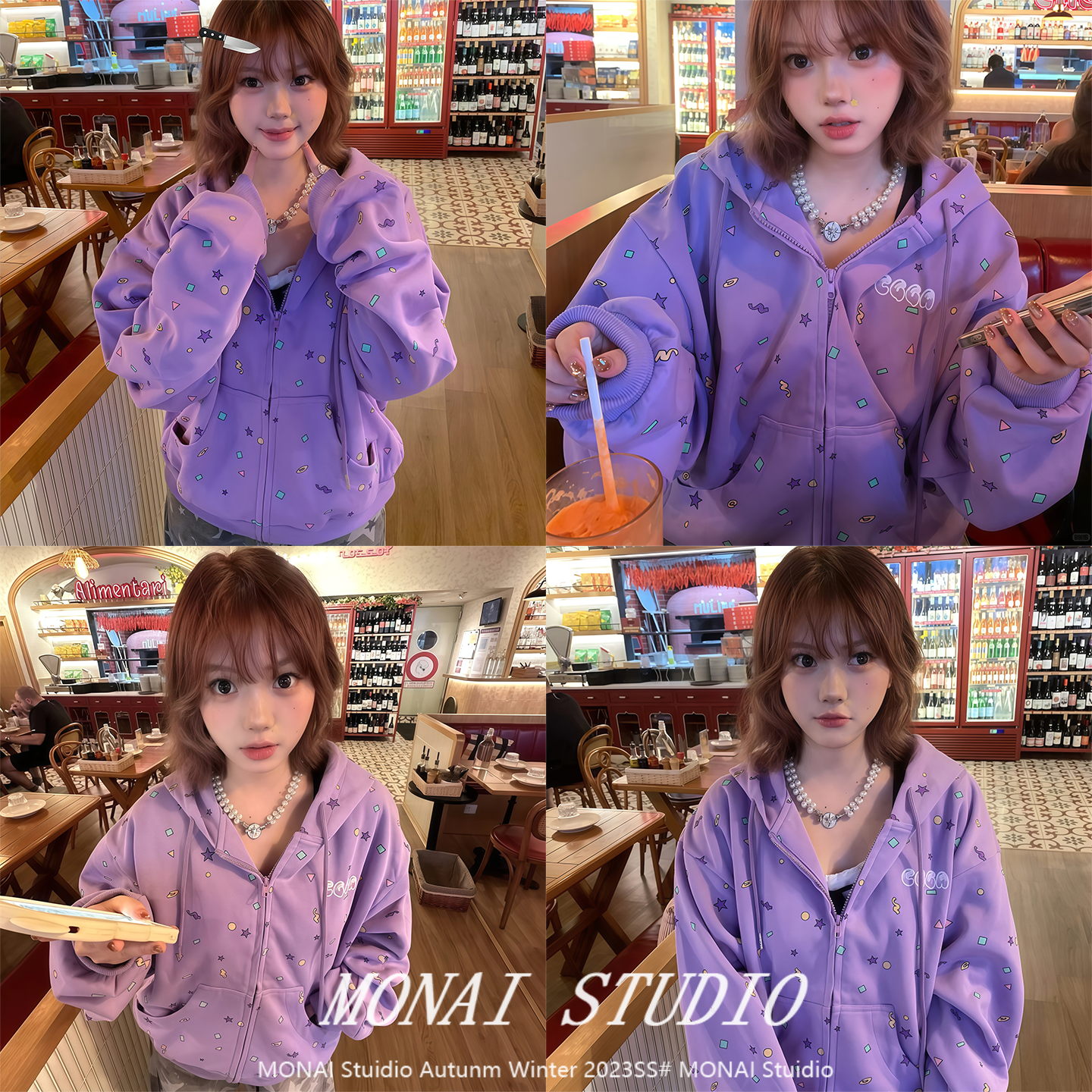 【CGGA~】美式复古连帽卫衣女秋