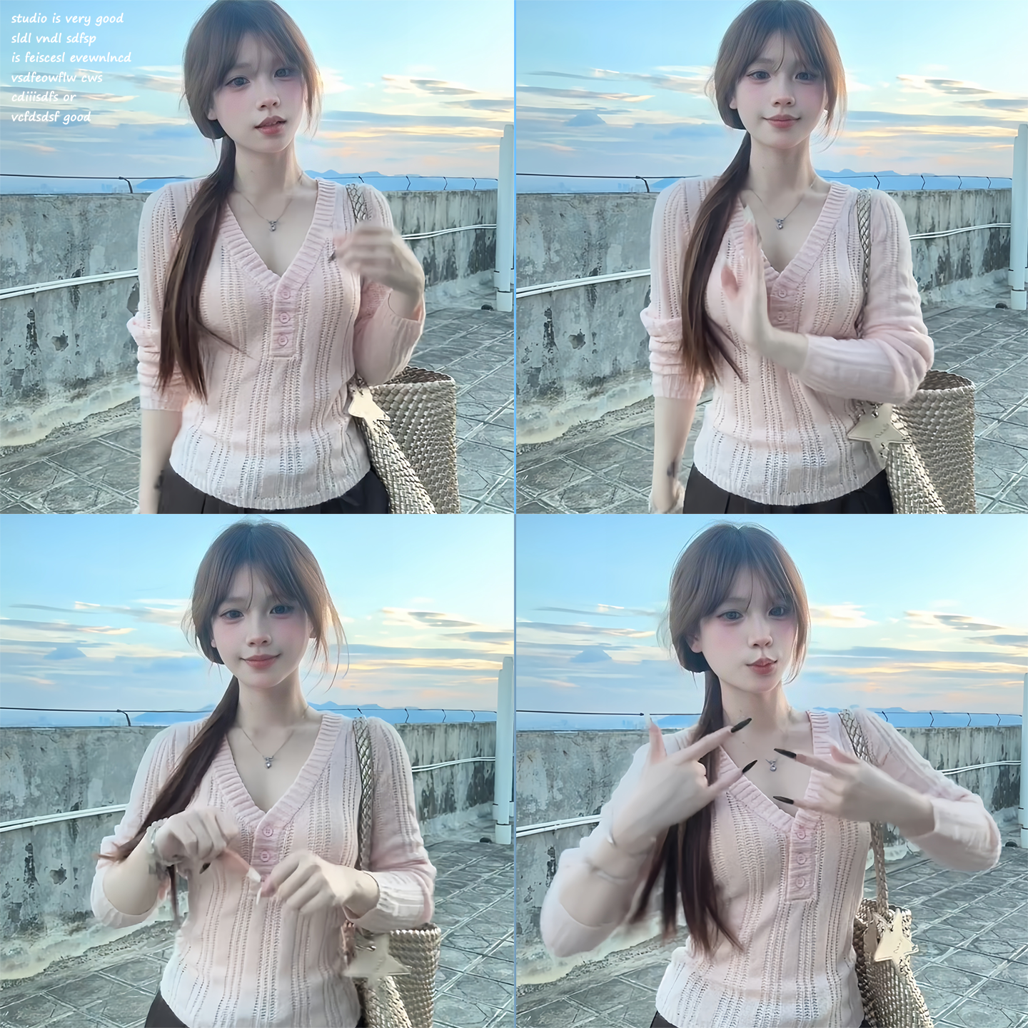 【Wildleek~】甜美粉色V领长袖