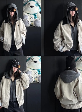 【fdr~】早秋撞色翻领外套女秋季新款宽松休闲高级感潮牌夹克上衣