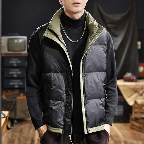 2025新款轻薄背心羽绒服男士外套新国标白鸭绒冬季保暖羽绒马甲男