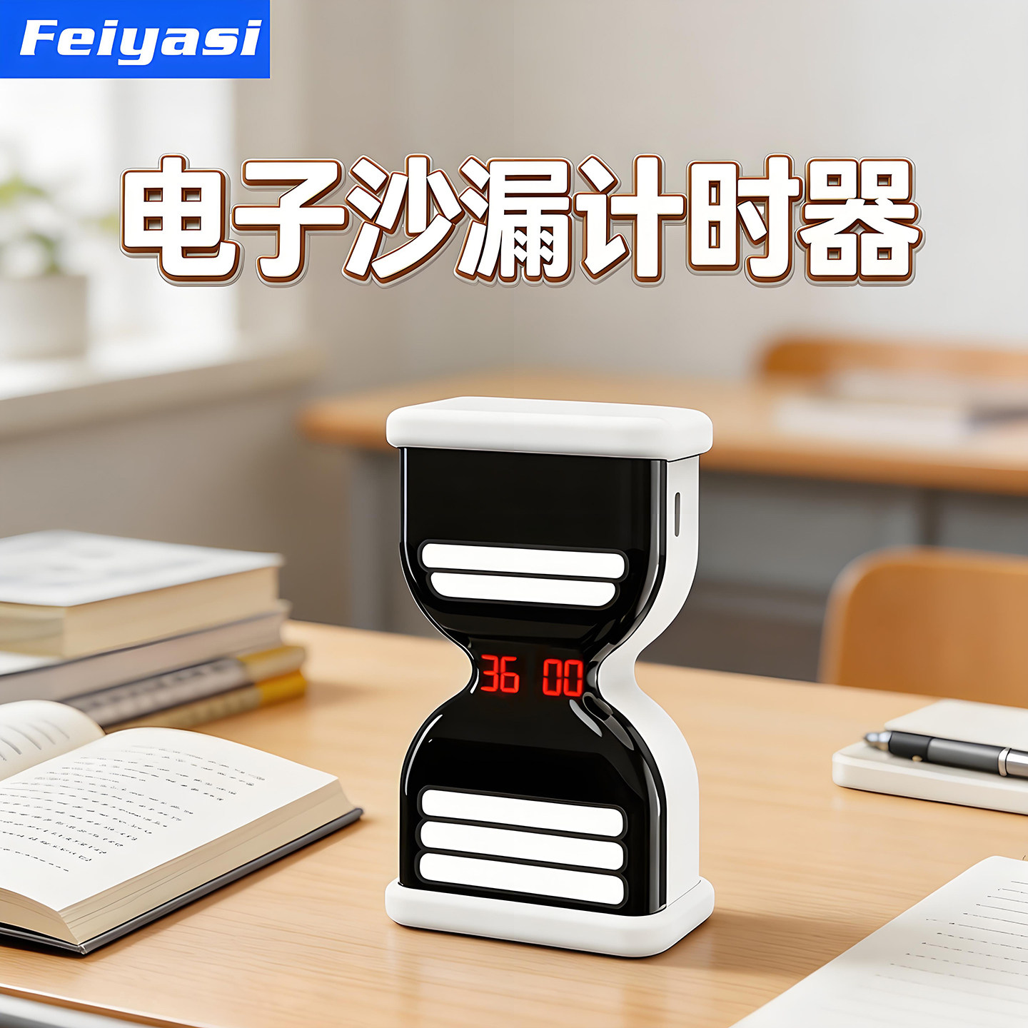 翻转计时器电子沙漏可调节时间桌面儿童学习定时器小学生自律神器
