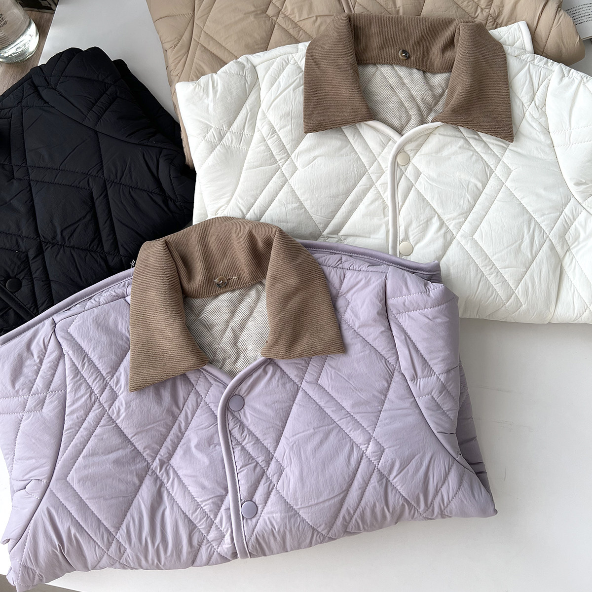 北野U家100绵羊毛填充菱格棉衣