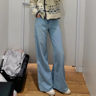 北野U家!春秋款女装宽松喇叭牛仔风长裤水洗产品休闲裤子BY76346